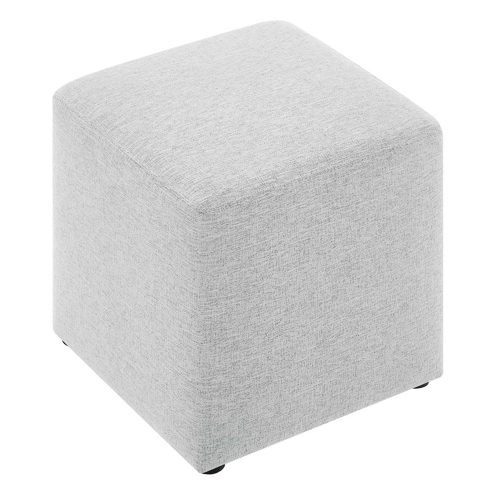Callum 17" Square Woven Heathered Fabric Upholstered Ottoman. Picture 5