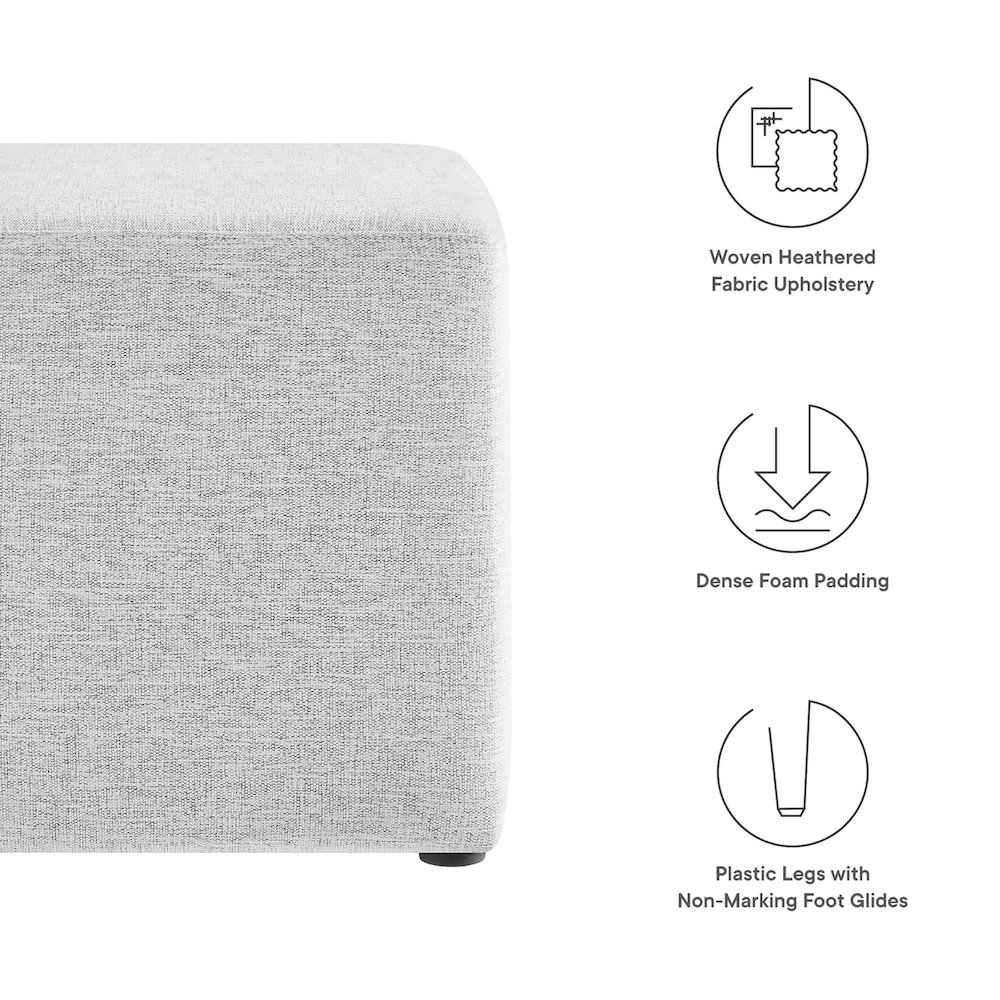 Callum 17" Square Woven Heathered Fabric Upholstered Ottoman. Picture 2