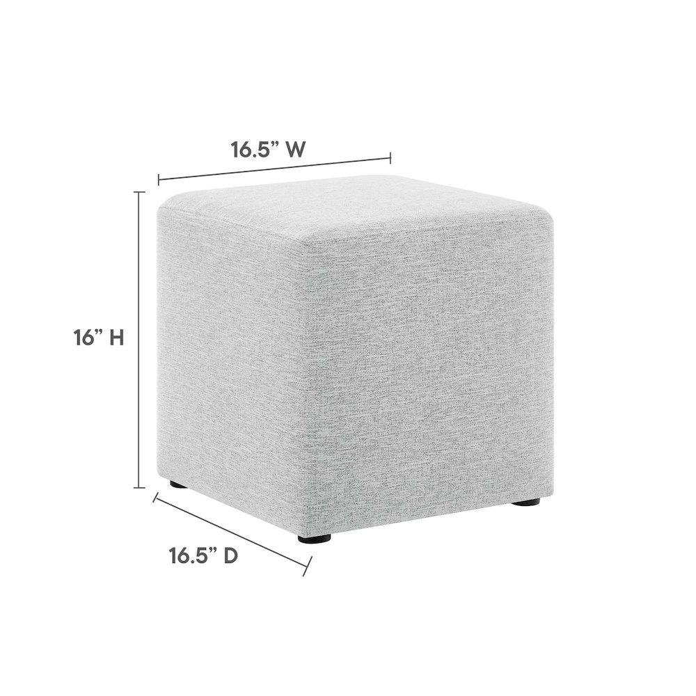 Callum 17" Square Woven Heathered Fabric Upholstered Ottoman. Picture 3