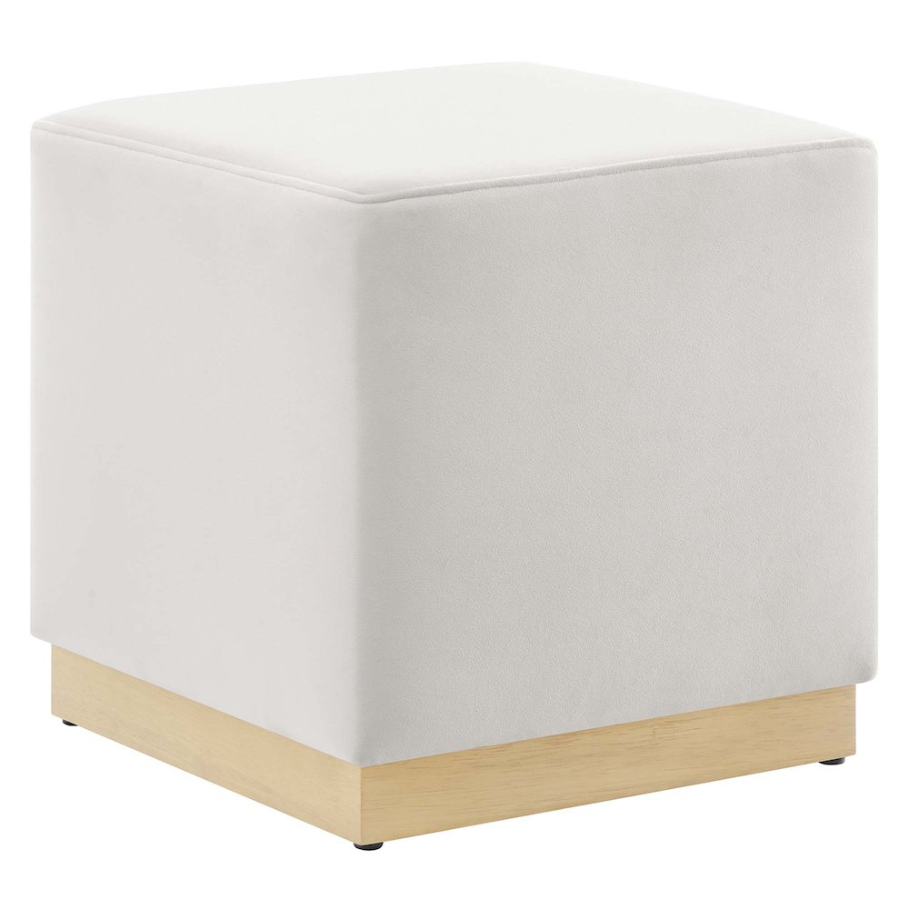 Tilden 17" Square Performance Velvet Upholstered Ottoman. Picture 1