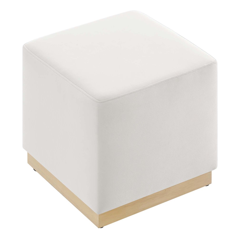 Tilden 17" Square Performance Velvet Upholstered Ottoman. Picture 5