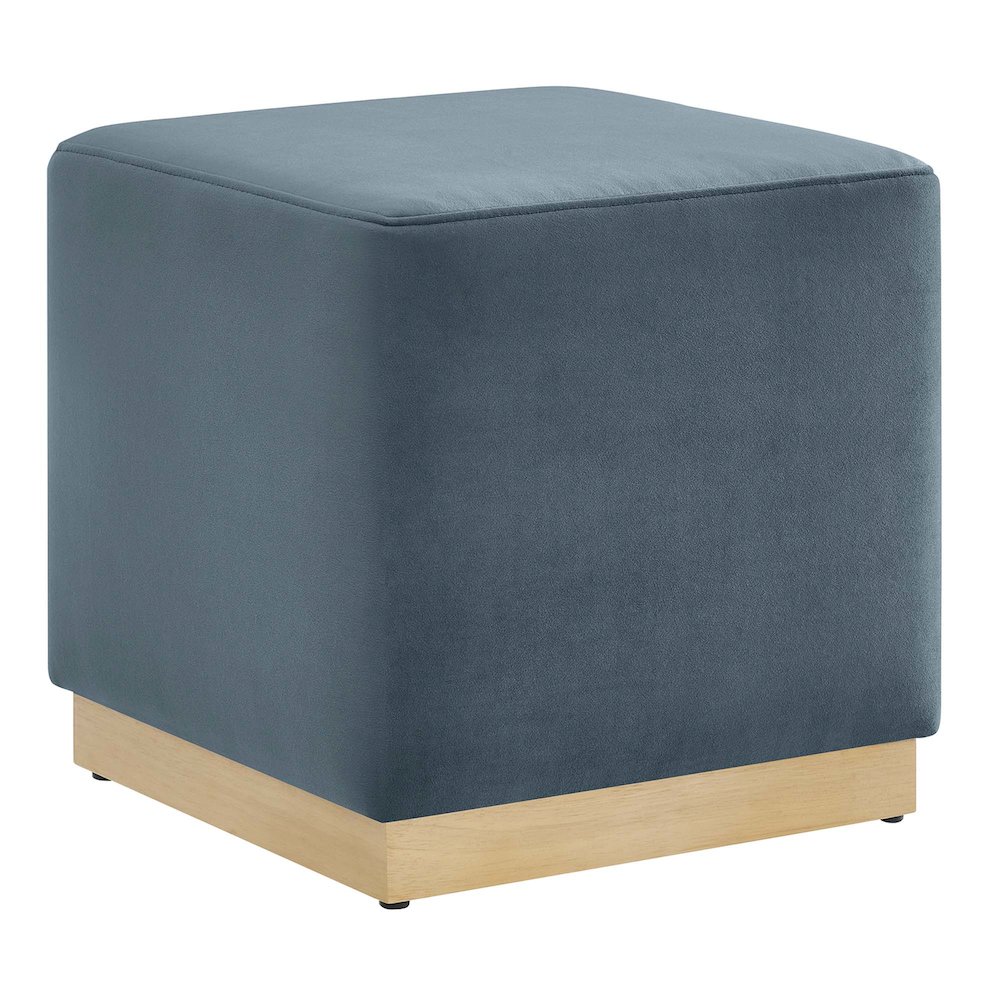Tilden 17" Square Performance Velvet Upholstered Ottoman. Picture 1