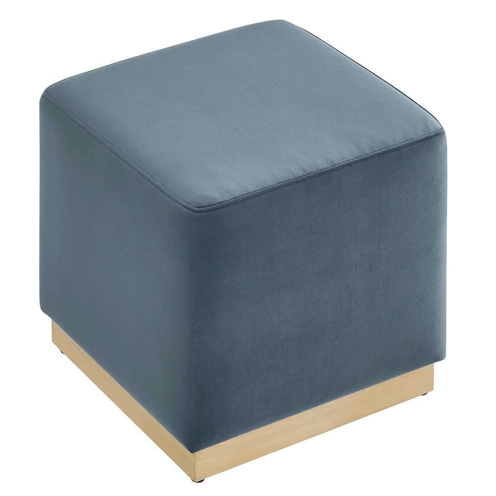 Tilden 17" Square Performance Velvet Upholstered Ottoman. Picture 5
