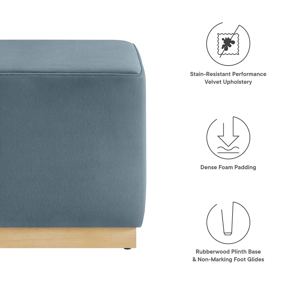 Tilden 17" Square Performance Velvet Upholstered Ottoman. Picture 3