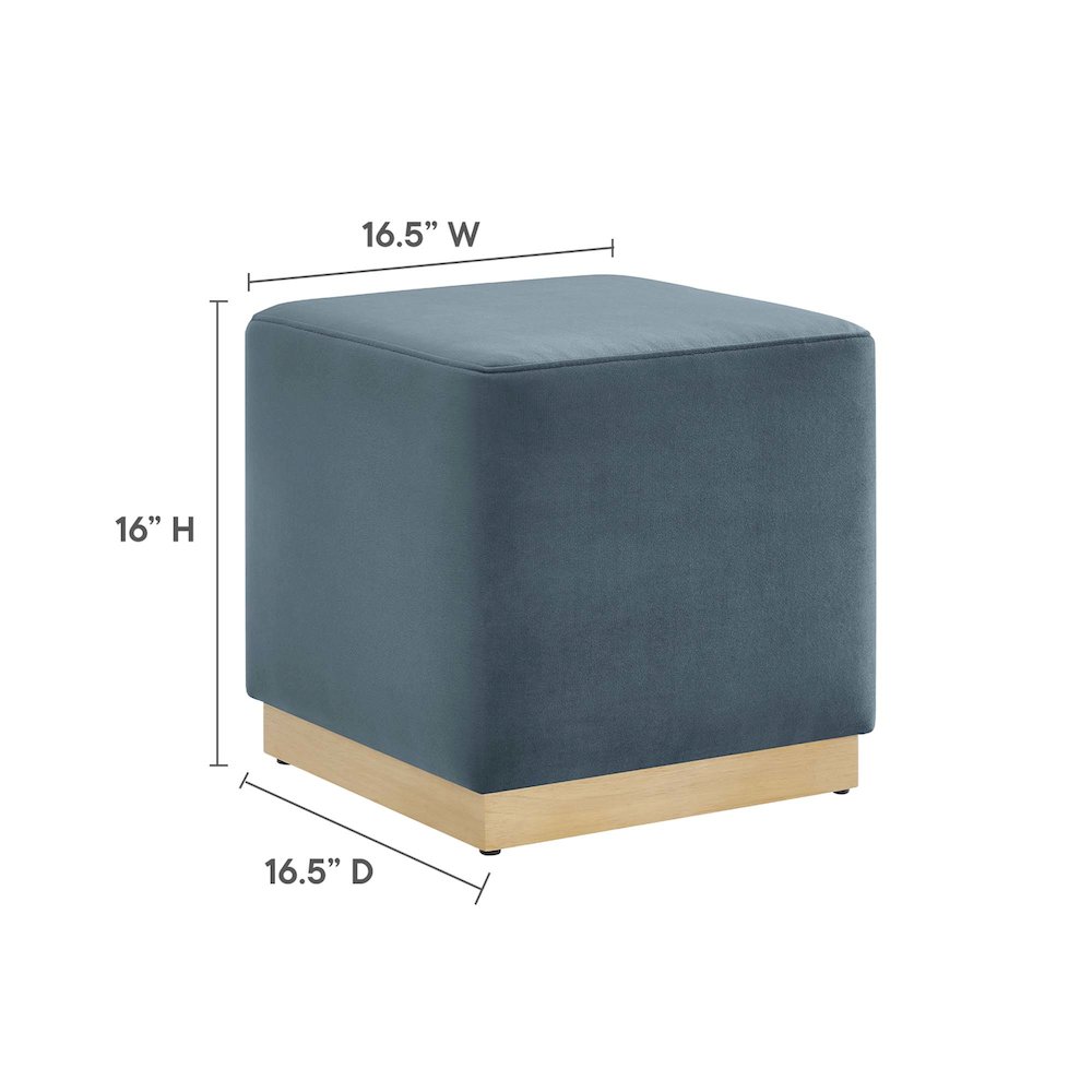 Tilden 17" Square Performance Velvet Upholstered Ottoman. Picture 2