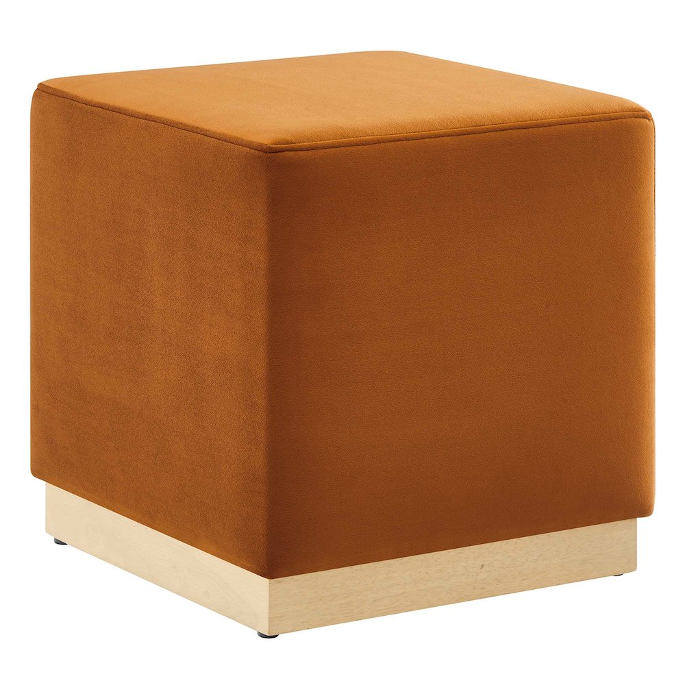 Tilden 17" Square Performance Velvet Upholstered Ottoman. Picture 1