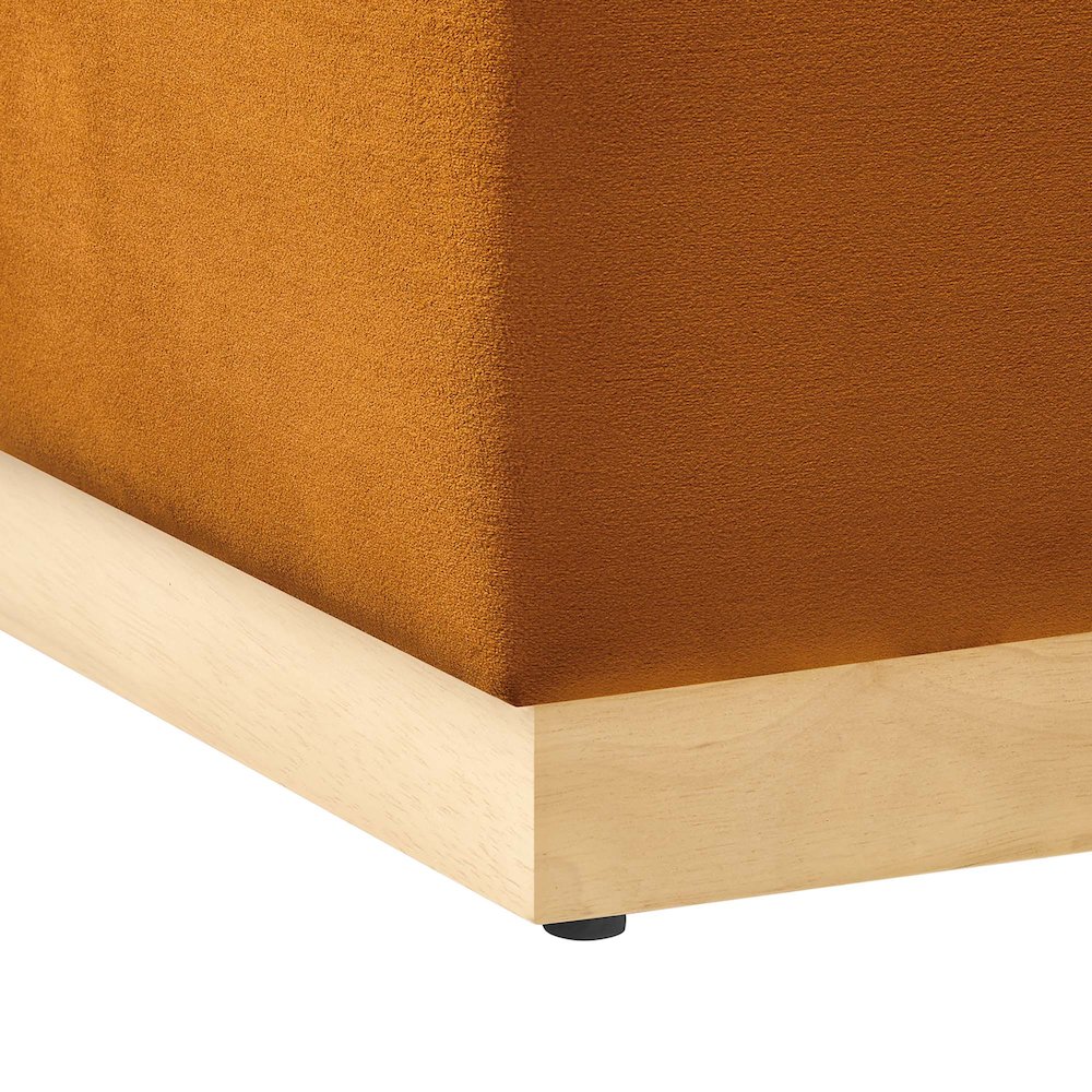Tilden 17" Square Performance Velvet Upholstered Ottoman. Picture 6