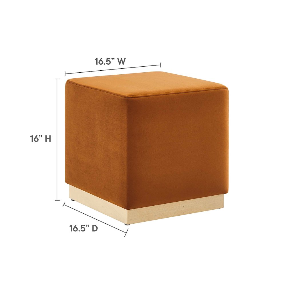 Tilden 17" Square Performance Velvet Upholstered Ottoman. Picture 2