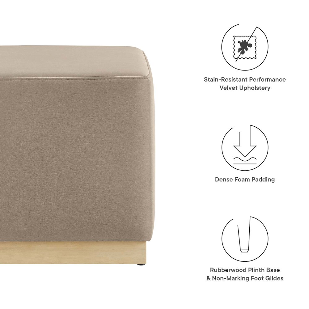 Tilden 17" Square Performance Velvet Upholstered Ottoman. Picture 2