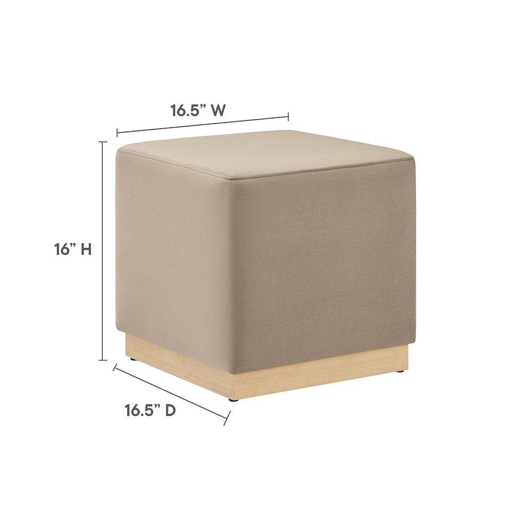 Tilden 17" Square Performance Velvet Upholstered Ottoman. Picture 3
