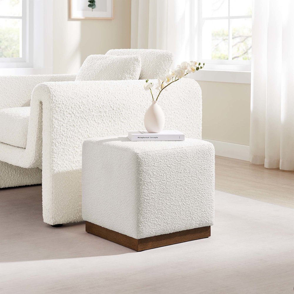 Tilden 17" Square Boucle Upholstered Ottoman. Picture 9
