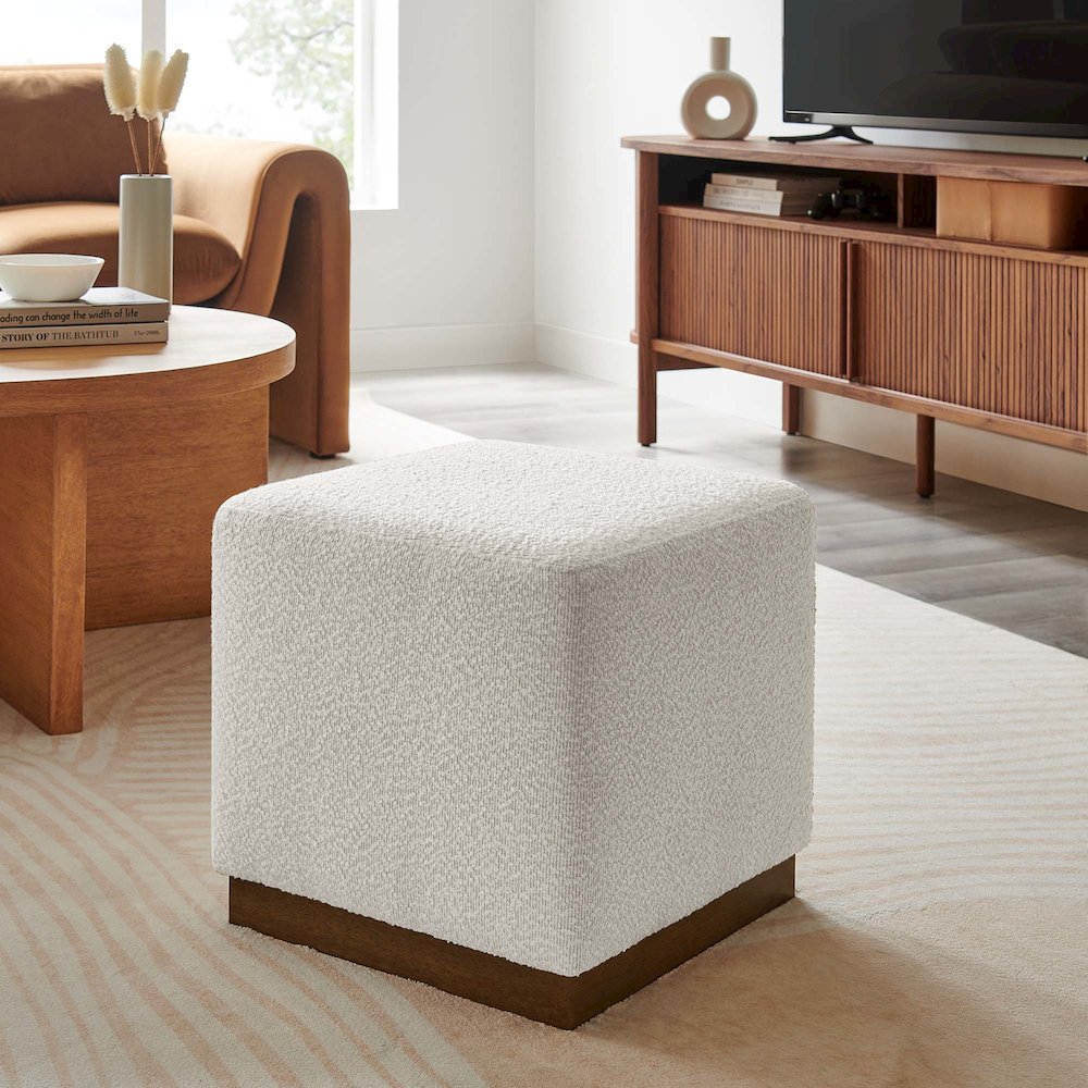 Tilden 17" Square Boucle Upholstered Ottoman. Picture 8