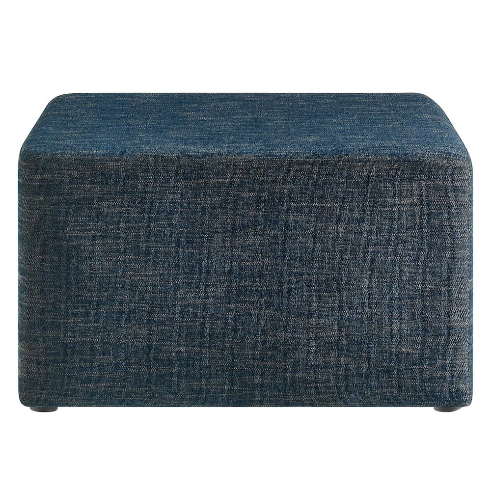 Callum Large 28" Square Woven Heathered Fabric Upholstered Ottoman. Picture 4