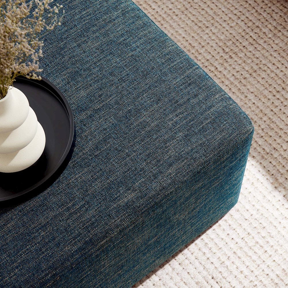 Callum Large 28" Square Woven Heathered Fabric Upholstered Ottoman. Picture 9