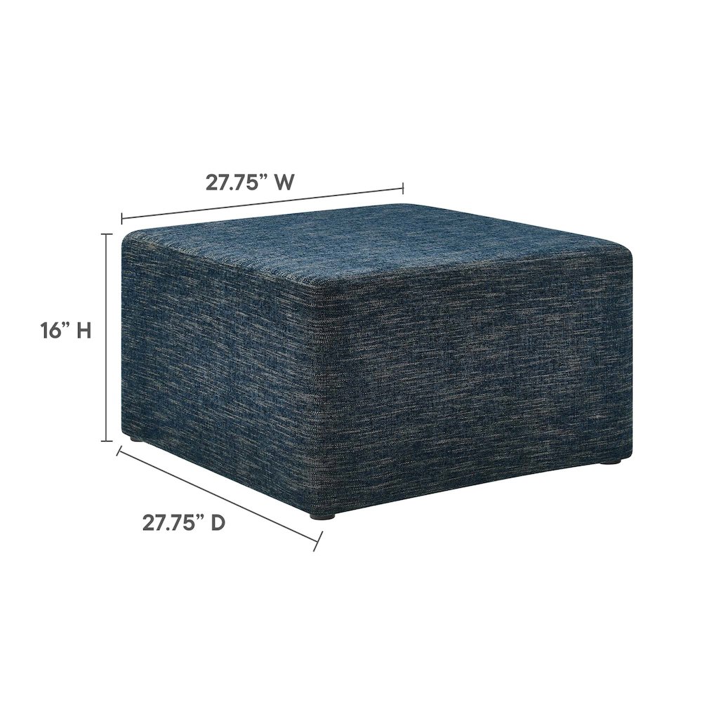 Callum Large 28" Square Woven Heathered Fabric Upholstered Ottoman. Picture 3