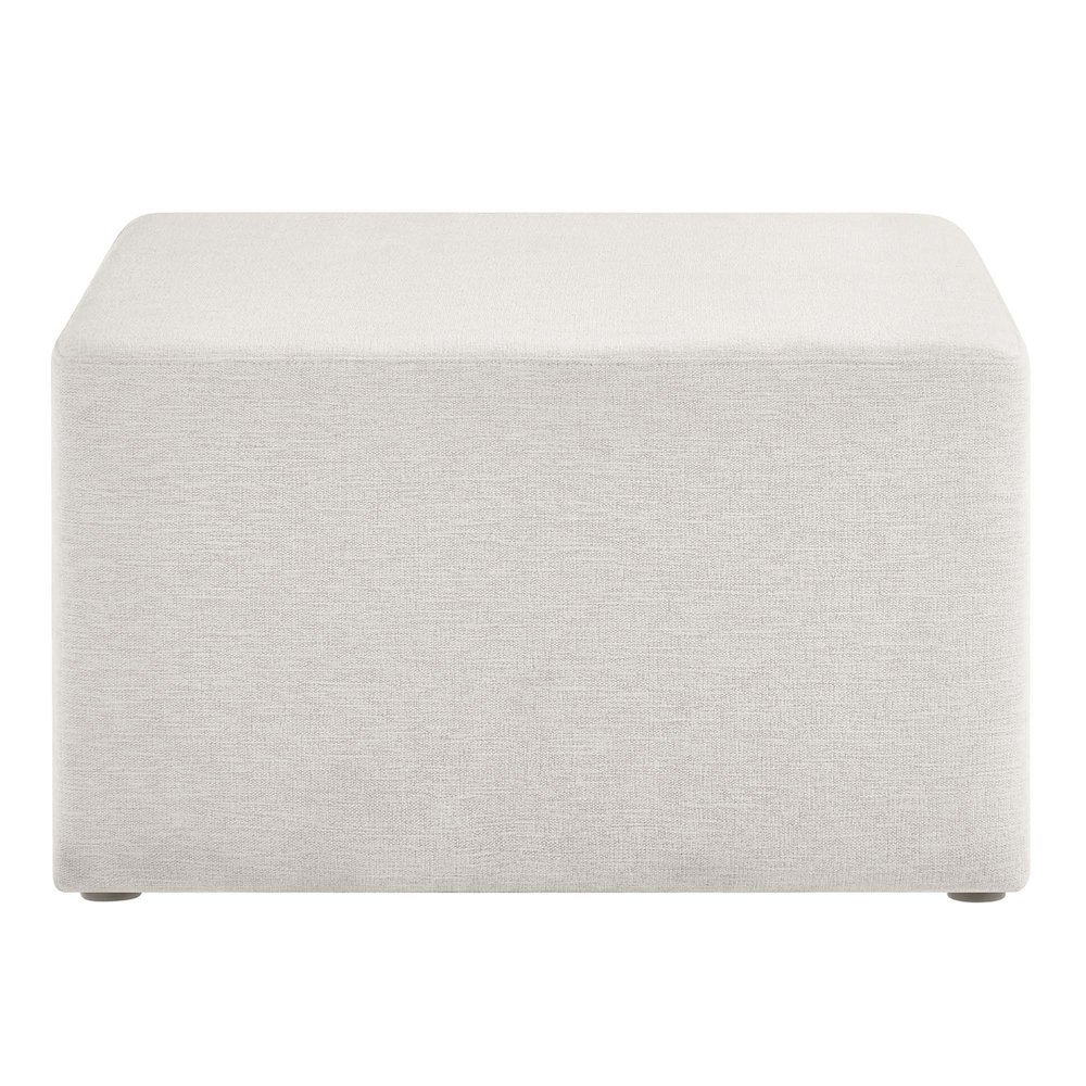 Callum Large 28" Square Woven Heathered Fabric Upholstered Ottoman. Picture 4