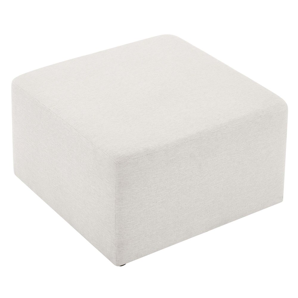 Callum Large 28" Square Woven Heathered Fabric Upholstered Ottoman. Picture 5