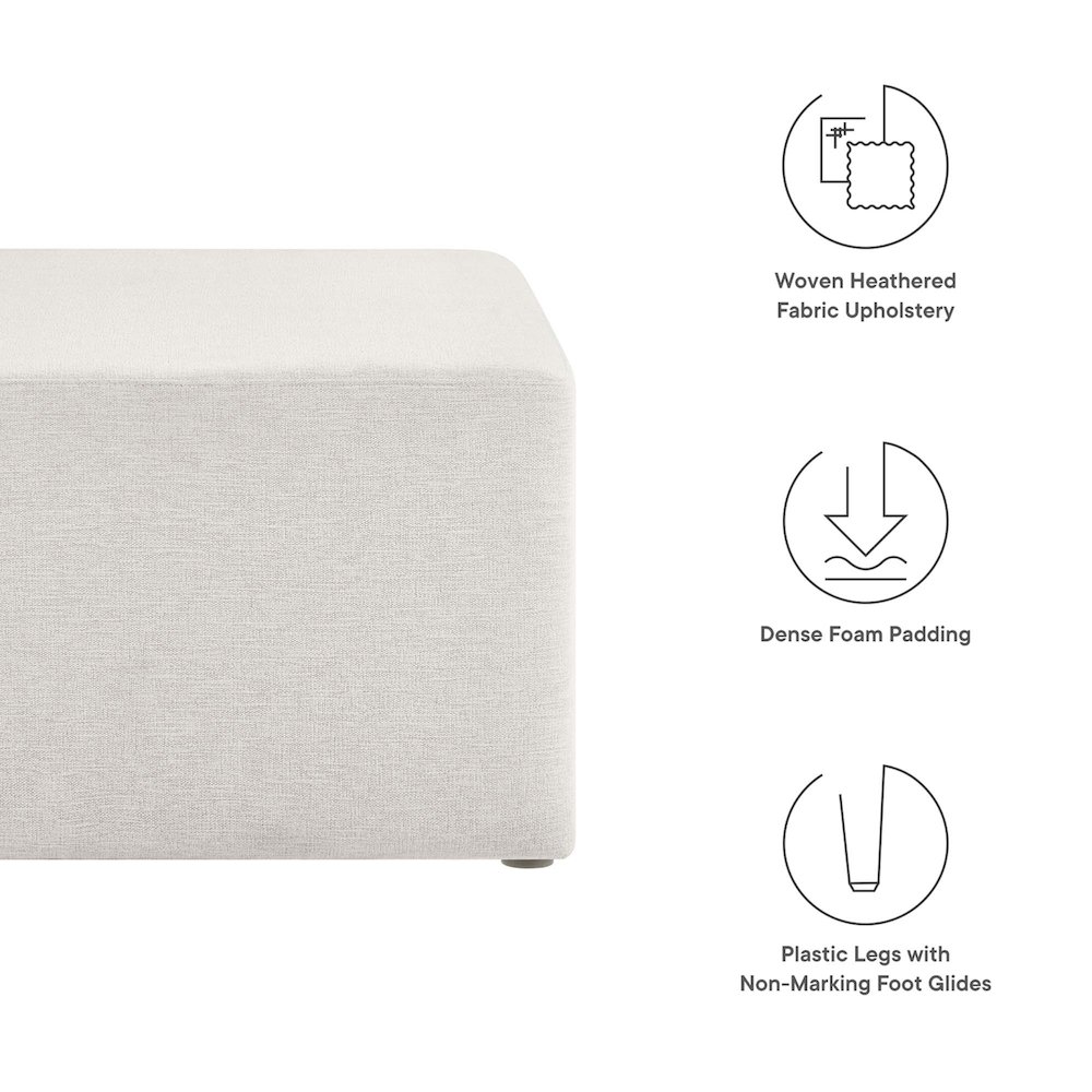 Callum Large 28" Square Woven Heathered Fabric Upholstered Ottoman. Picture 2