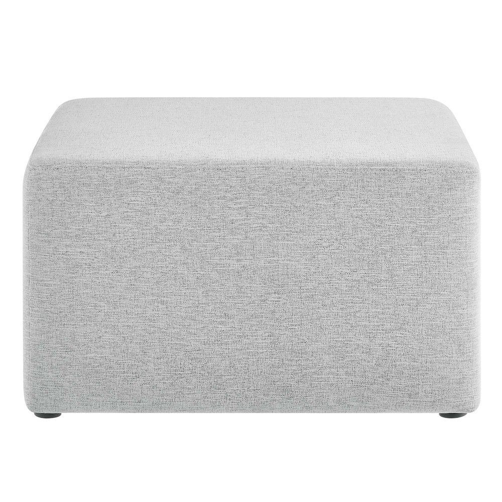 Callum Large 28" Square Woven Heathered Fabric Upholstered Ottoman. Picture 4