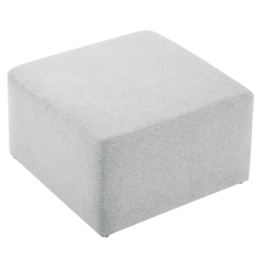 Callum Large 28" Square Woven Heathered Fabric Upholstered Ottoman. Picture 5