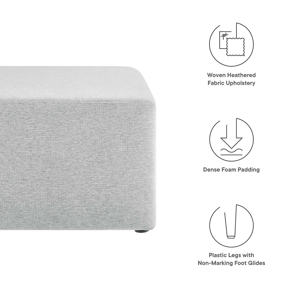 Callum Large 28" Square Woven Heathered Fabric Upholstered Ottoman. Picture 2