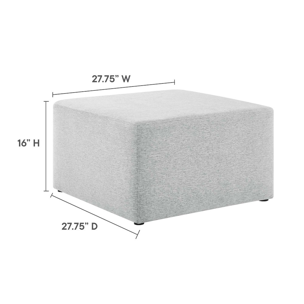 Callum Large 28" Square Woven Heathered Fabric Upholstered Ottoman. Picture 3