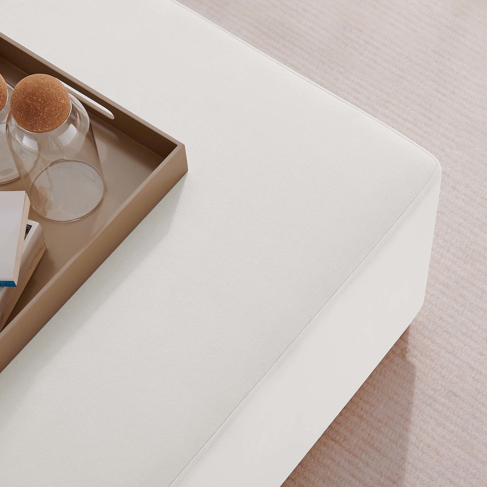 Tilden Large 28" Square Performance Velvet Upholstered Ottoman. Picture 9