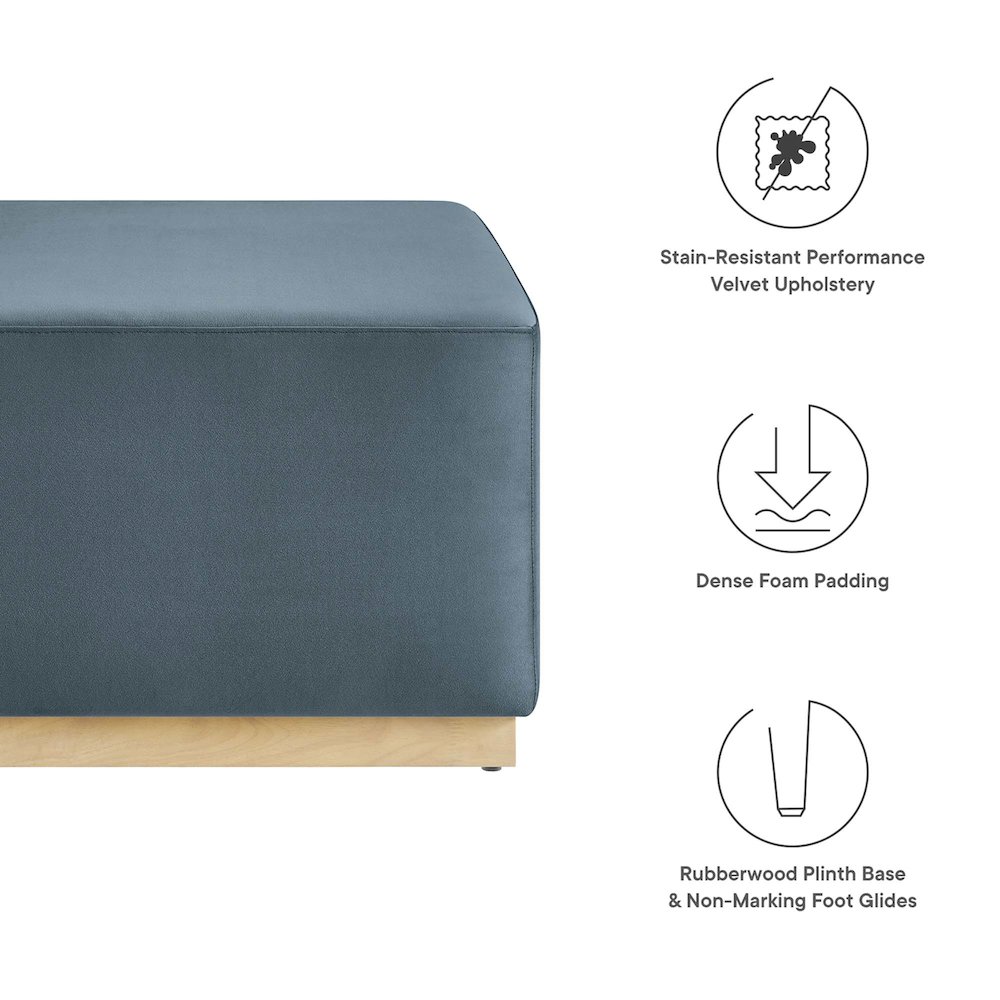 Tilden Large 28" Square Performance Velvet Upholstered Ottoman. Picture 2