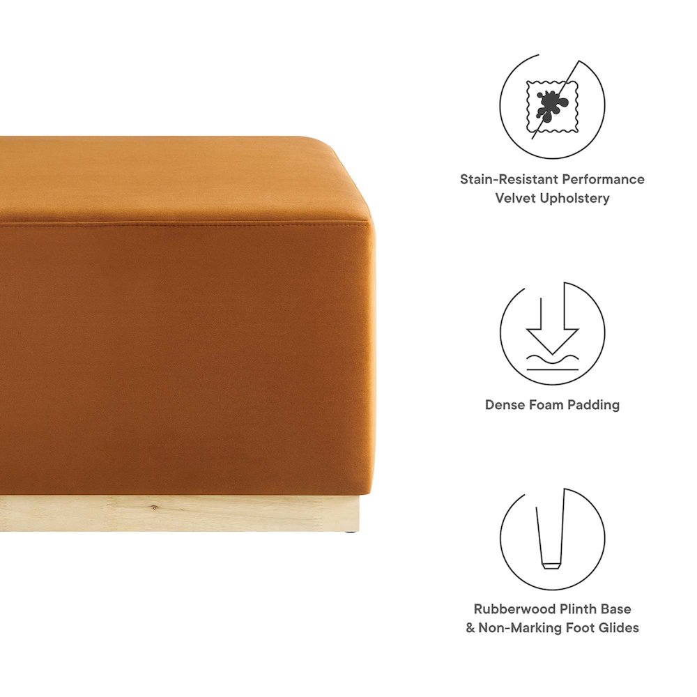 Tilden Large 28" Square Performance Velvet Upholstered Ottoman. Picture 2