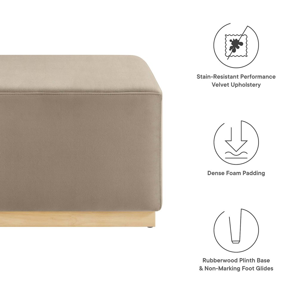 Tilden Large 28" Square Performance Velvet Upholstered Ottoman. Picture 2