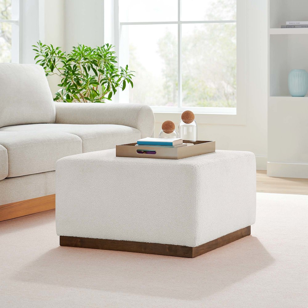 Tilden Large 28" Square Boucle Upholstered Ottoman. Picture 9
