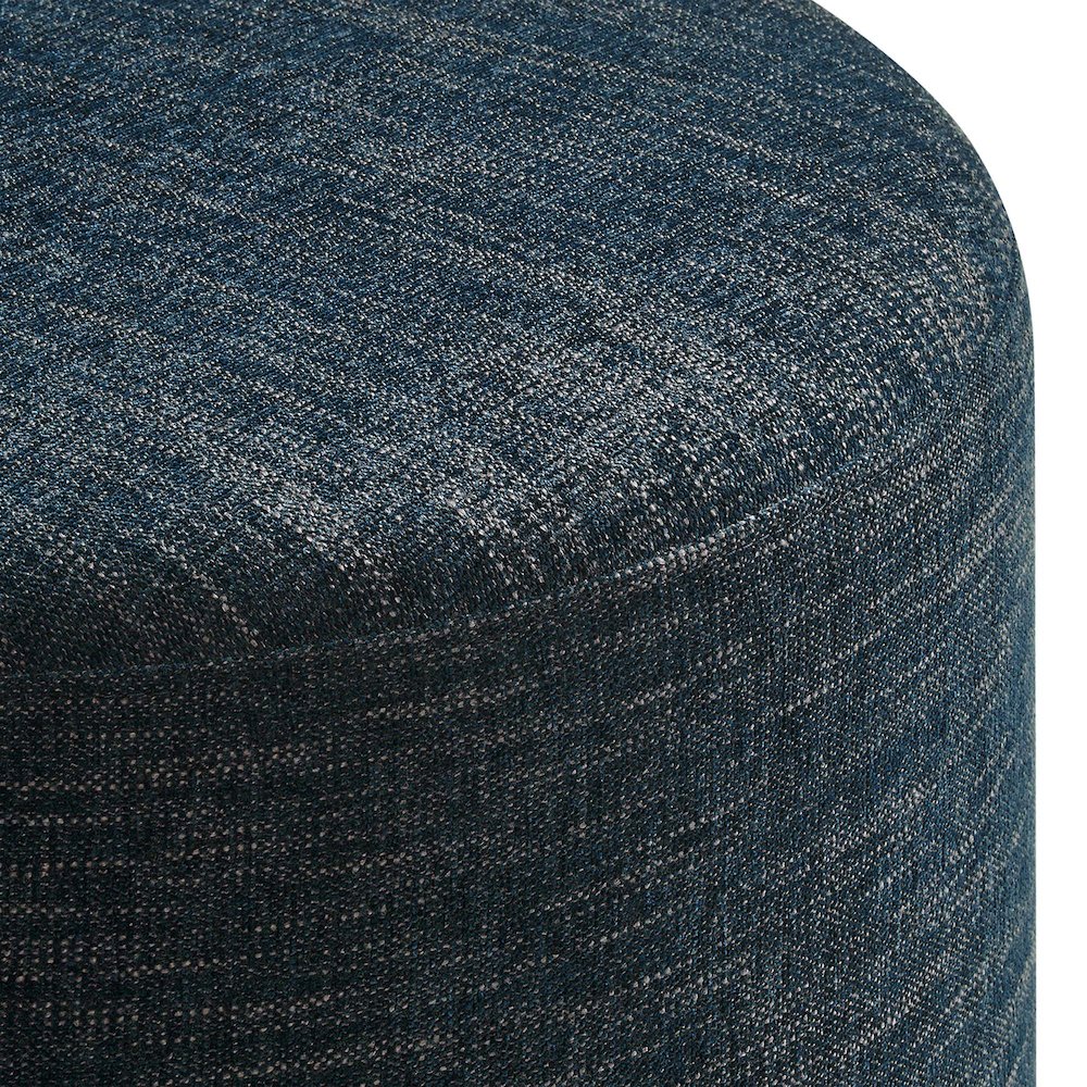 Callum Large 23" Round Woven Heathered Fabric Upholstered Ottoman. Picture 5