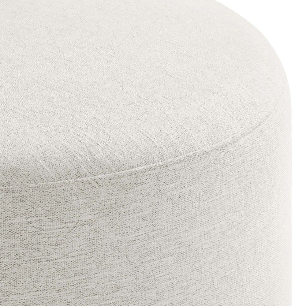 Callum Large 23" Round Woven Heathered Fabric Upholstered Ottoman. Picture 5