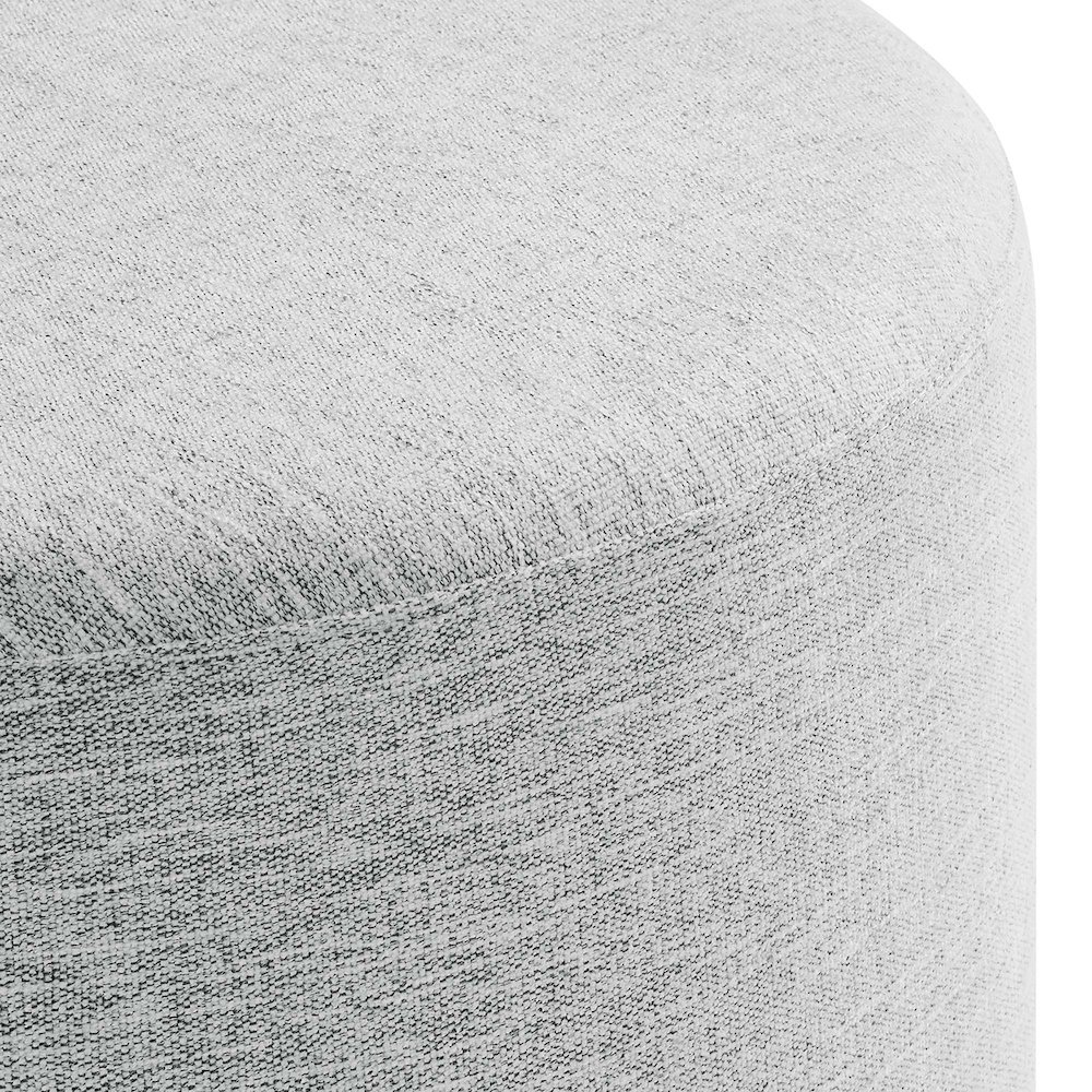 Callum Large 23" Round Woven Heathered Fabric Upholstered Ottoman. Picture 5