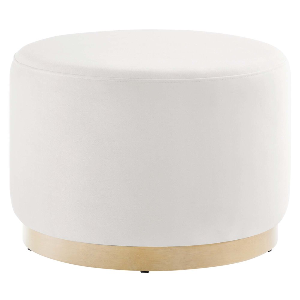 Tilden Large 23" Round Performance Velvet Upholstered Ottoman. Picture 1