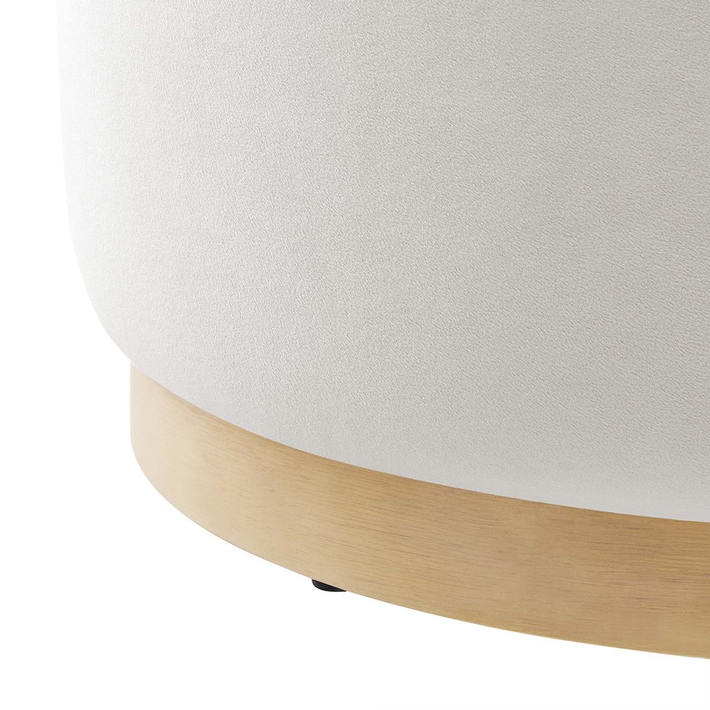 Tilden Large 23" Round Performance Velvet Upholstered Ottoman. Picture 5