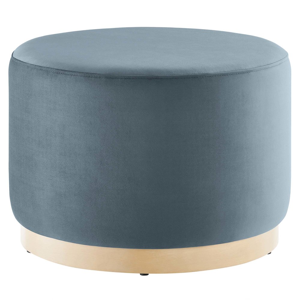 Tilden Large 23" Round Performance Velvet Upholstered Ottoman. Picture 1