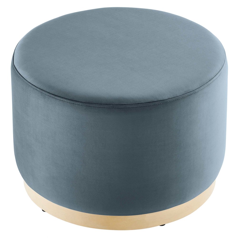Tilden Large 23" Round Performance Velvet Upholstered Ottoman. Picture 4