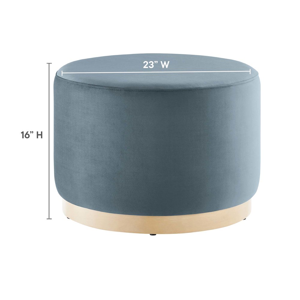Tilden Large 23" Round Performance Velvet Upholstered Ottoman. Picture 3