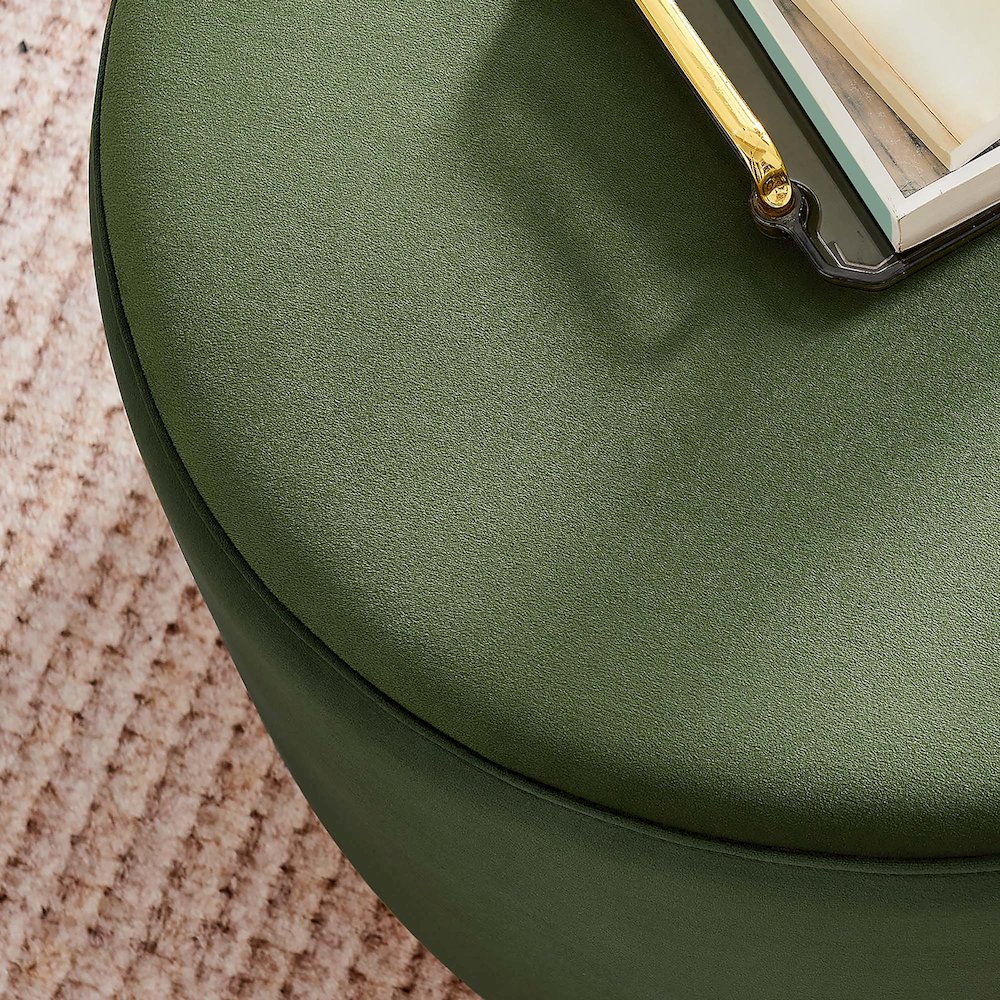 Tilden Large 23" Round Performance Velvet Upholstered Ottoman. Picture 8