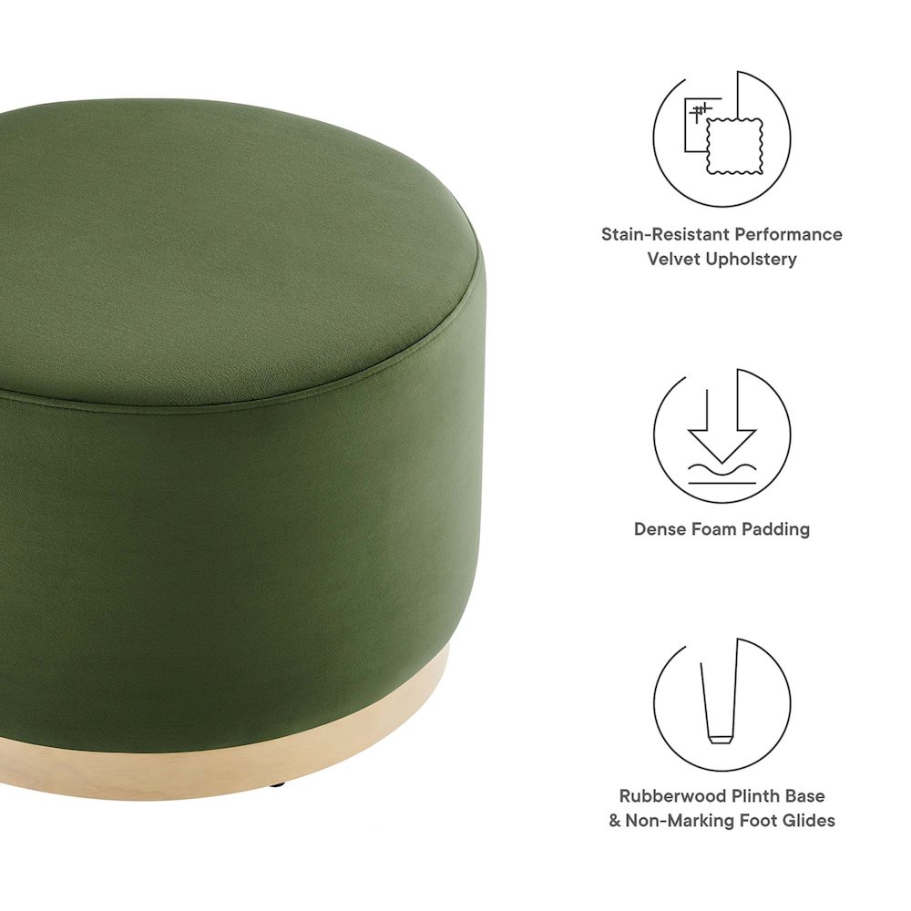Tilden Large 23" Round Performance Velvet Upholstered Ottoman. Picture 2