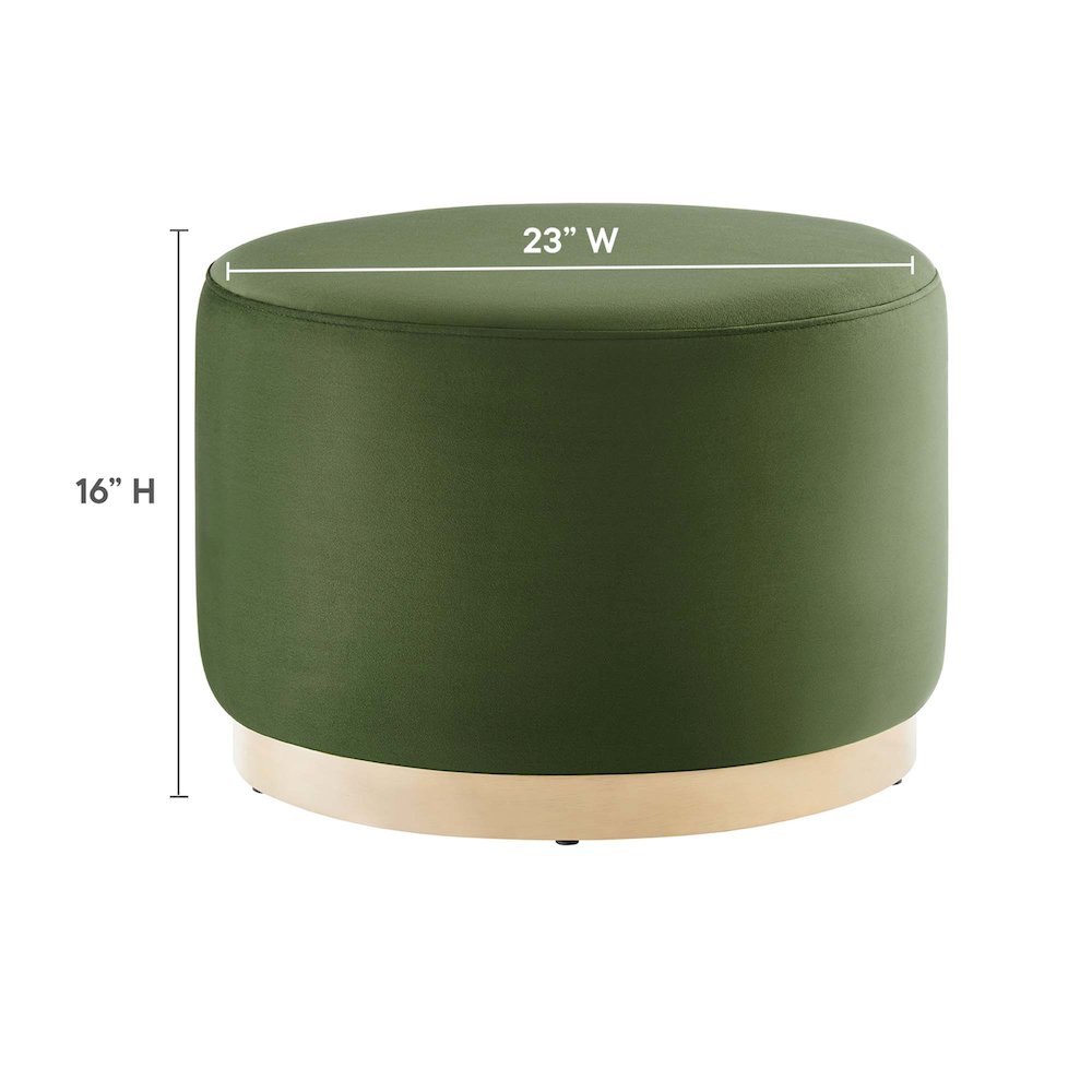 Tilden Large 23" Round Performance Velvet Upholstered Ottoman. Picture 3