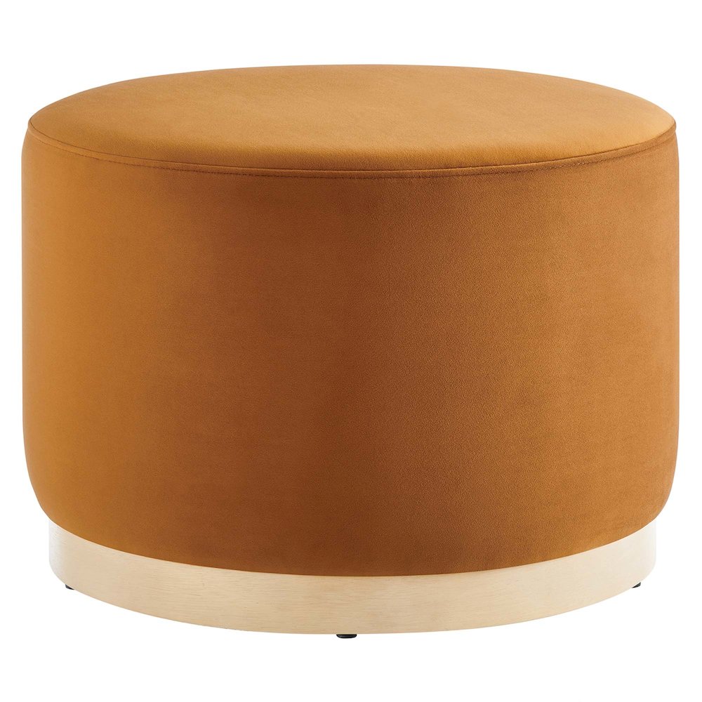 Tilden Large 23" Round Performance Velvet Upholstered Ottoman. Picture 1