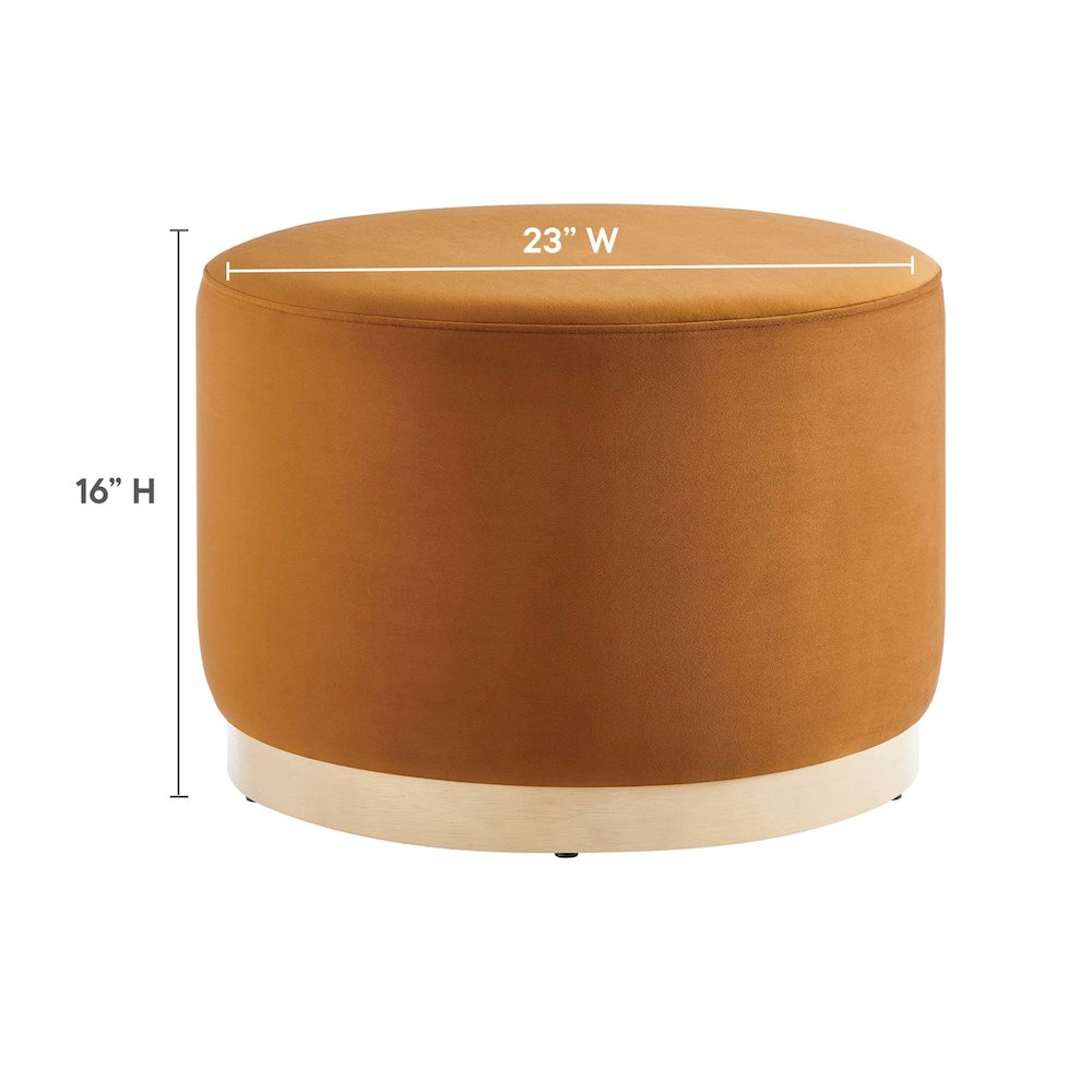 Tilden Large 23" Round Performance Velvet Upholstered Ottoman. Picture 2