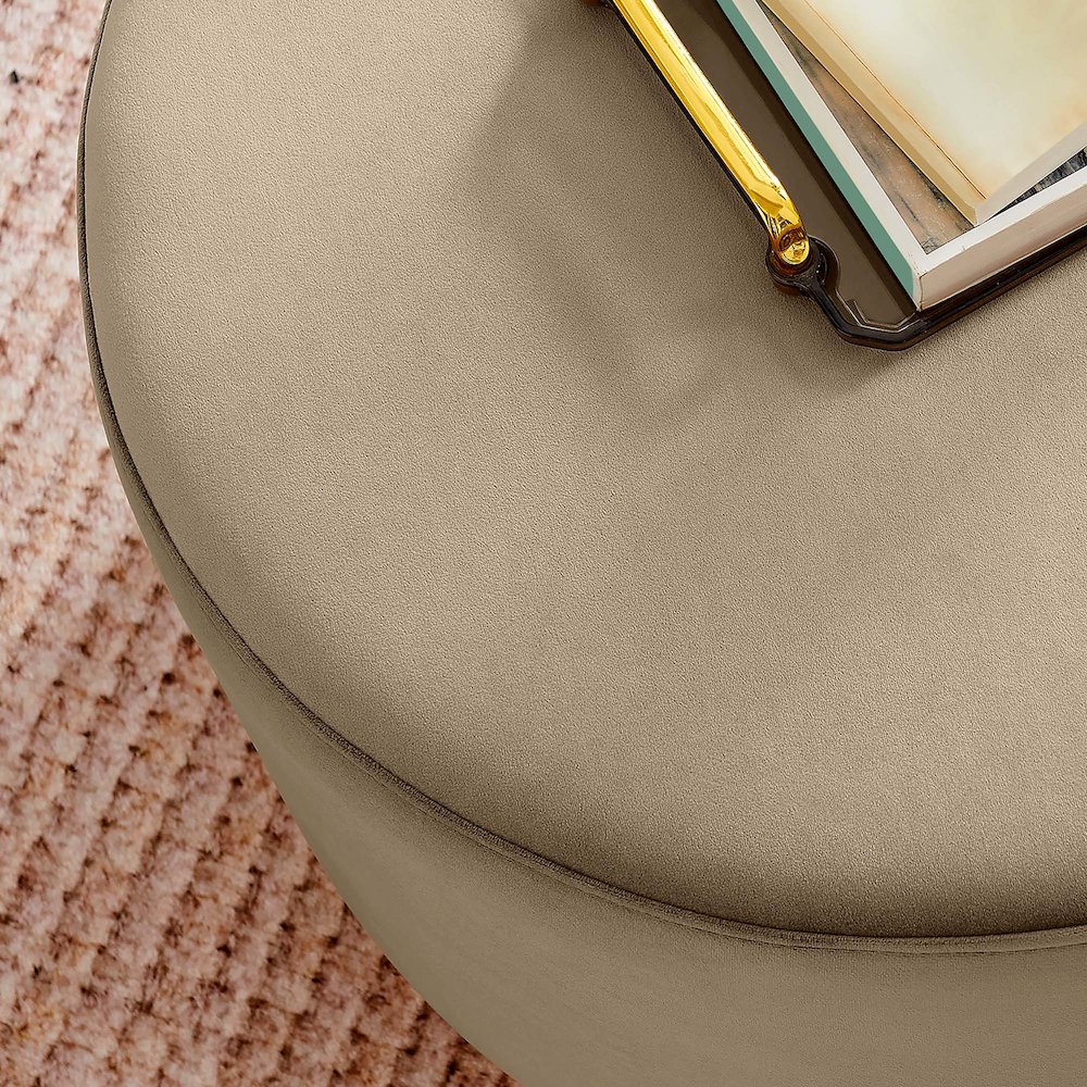 Tilden Large 23" Round Performance Velvet Upholstered Ottoman. Picture 8