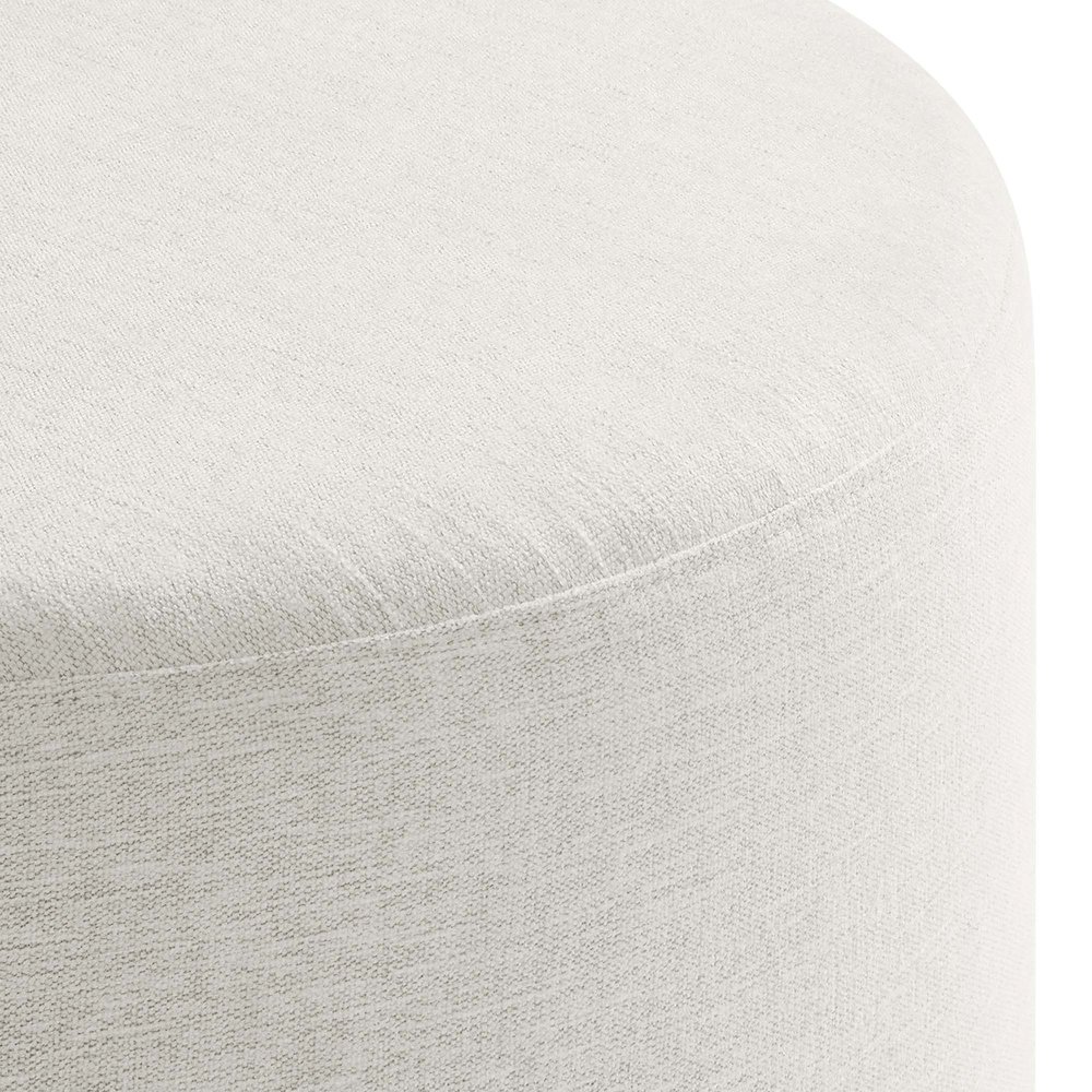 Callum Large 29" Round Woven Heathered Fabric Upholstered Ottoman. Picture 5