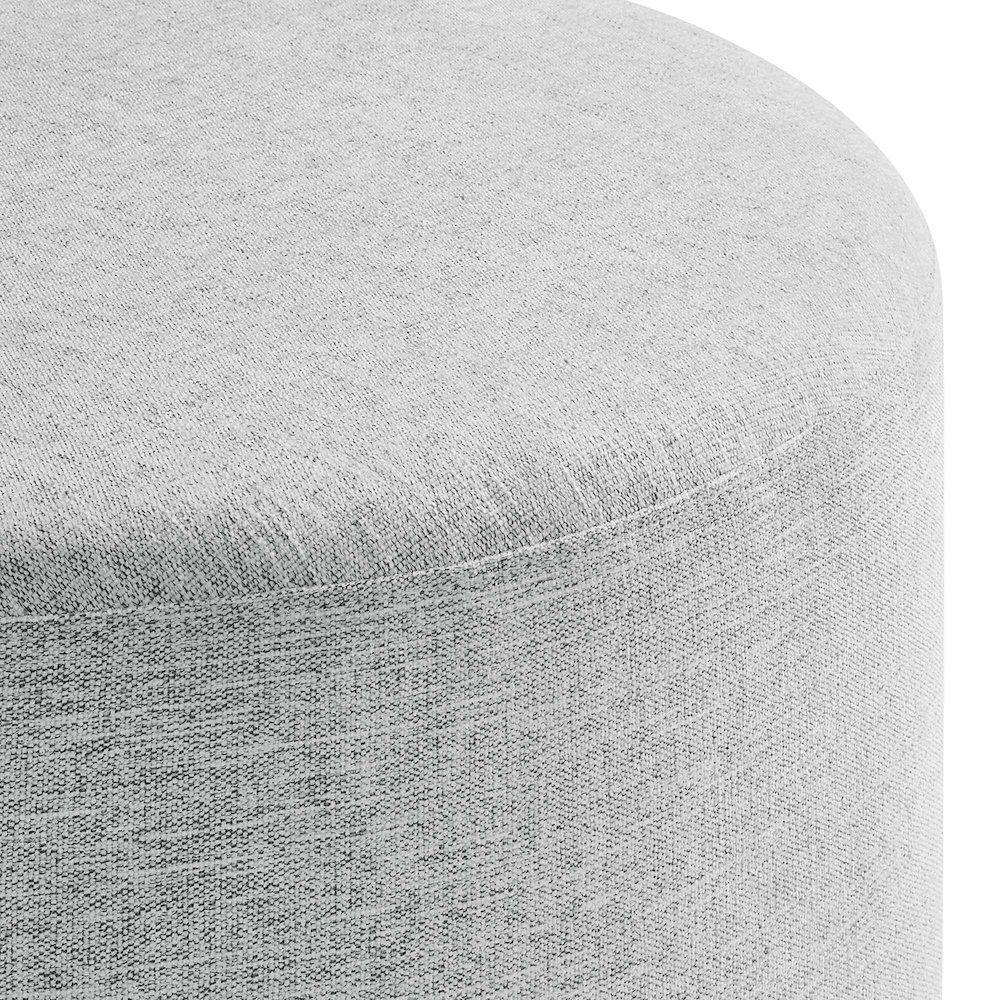Callum Large 29" Round Woven Heathered Fabric Upholstered Ottoman. Picture 5