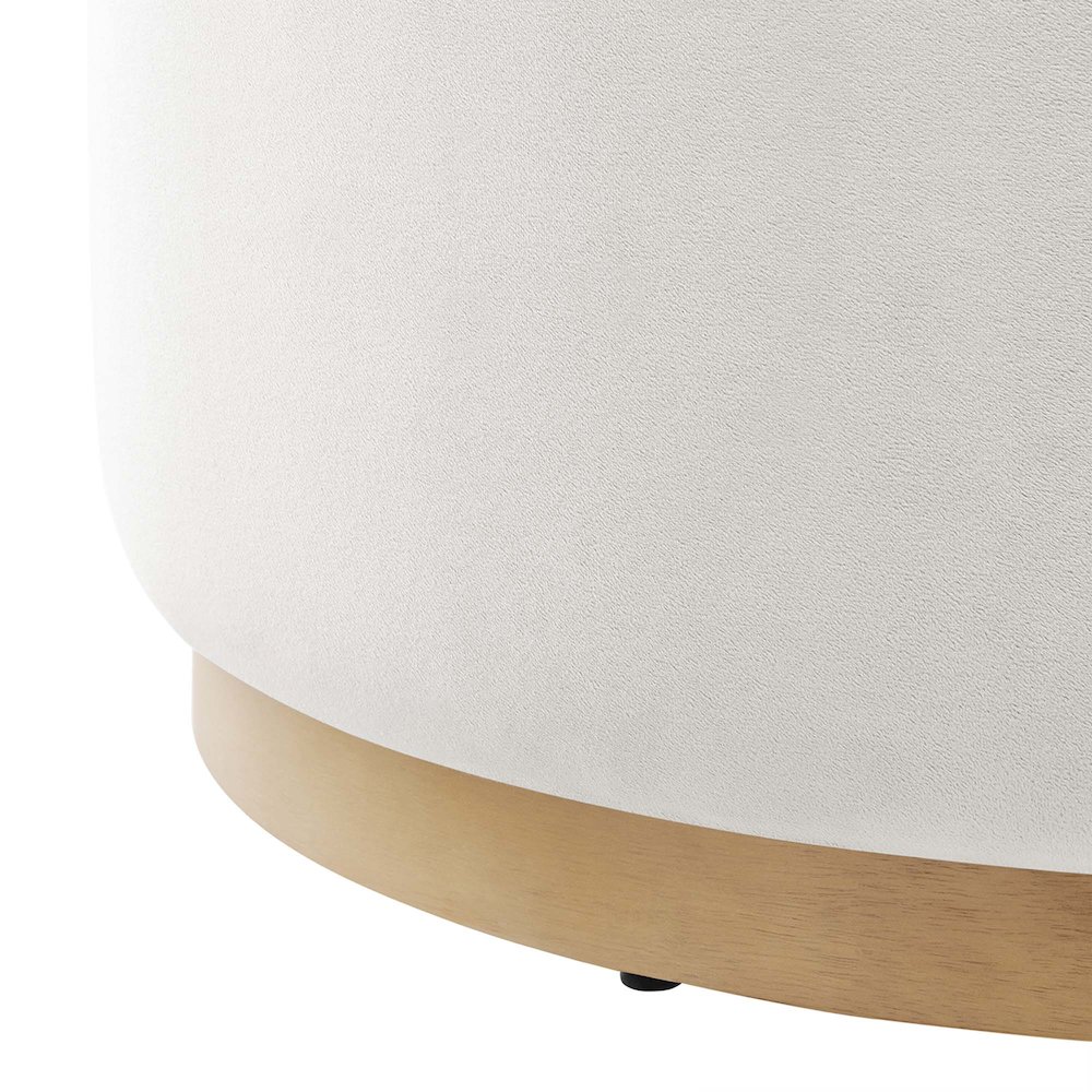 Tilden Large 29" Round Performance Velvet Upholstered Ottoman. Picture 5