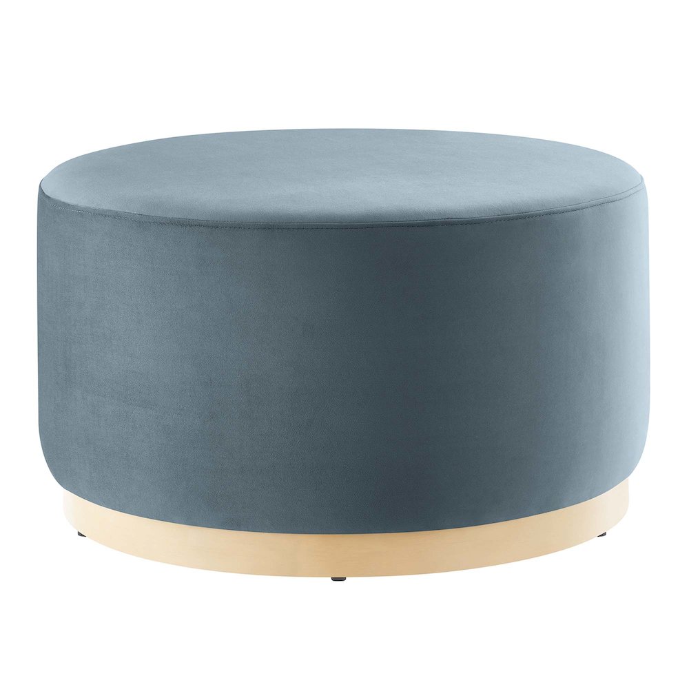 Tilden Large 29" Round Performance Velvet Upholstered Ottoman. Picture 1