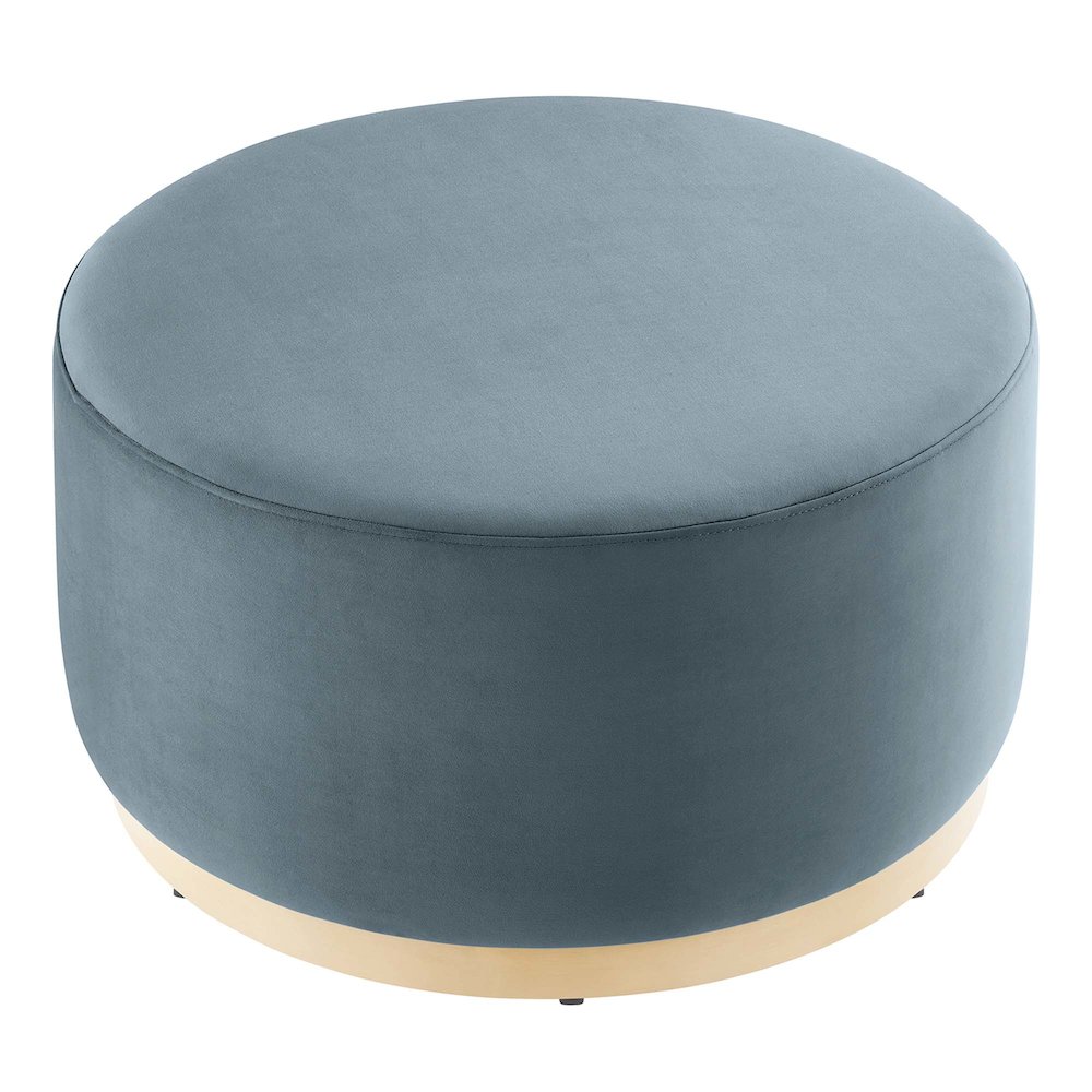 Tilden Large 29" Round Performance Velvet Upholstered Ottoman. Picture 4